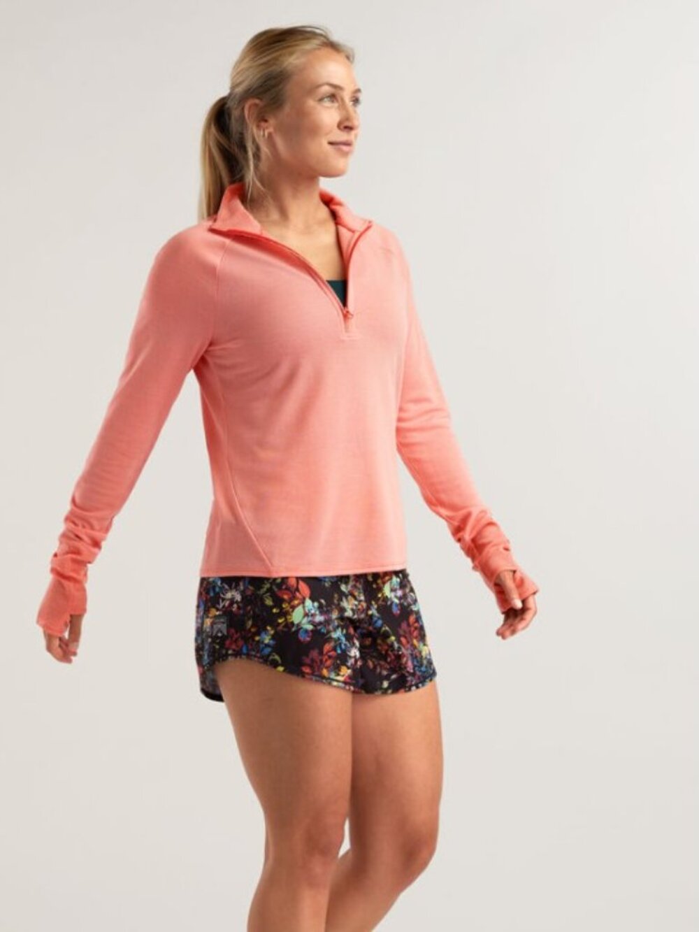 Oiselle Flyout Wool Half Zip Women’s Running Top Size 8 Long Sleeve Thumbholes